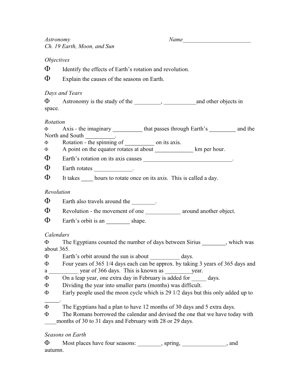 Identify the Effects of Earth S Rotation and Revolution