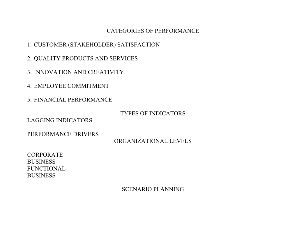 Categories of Performance