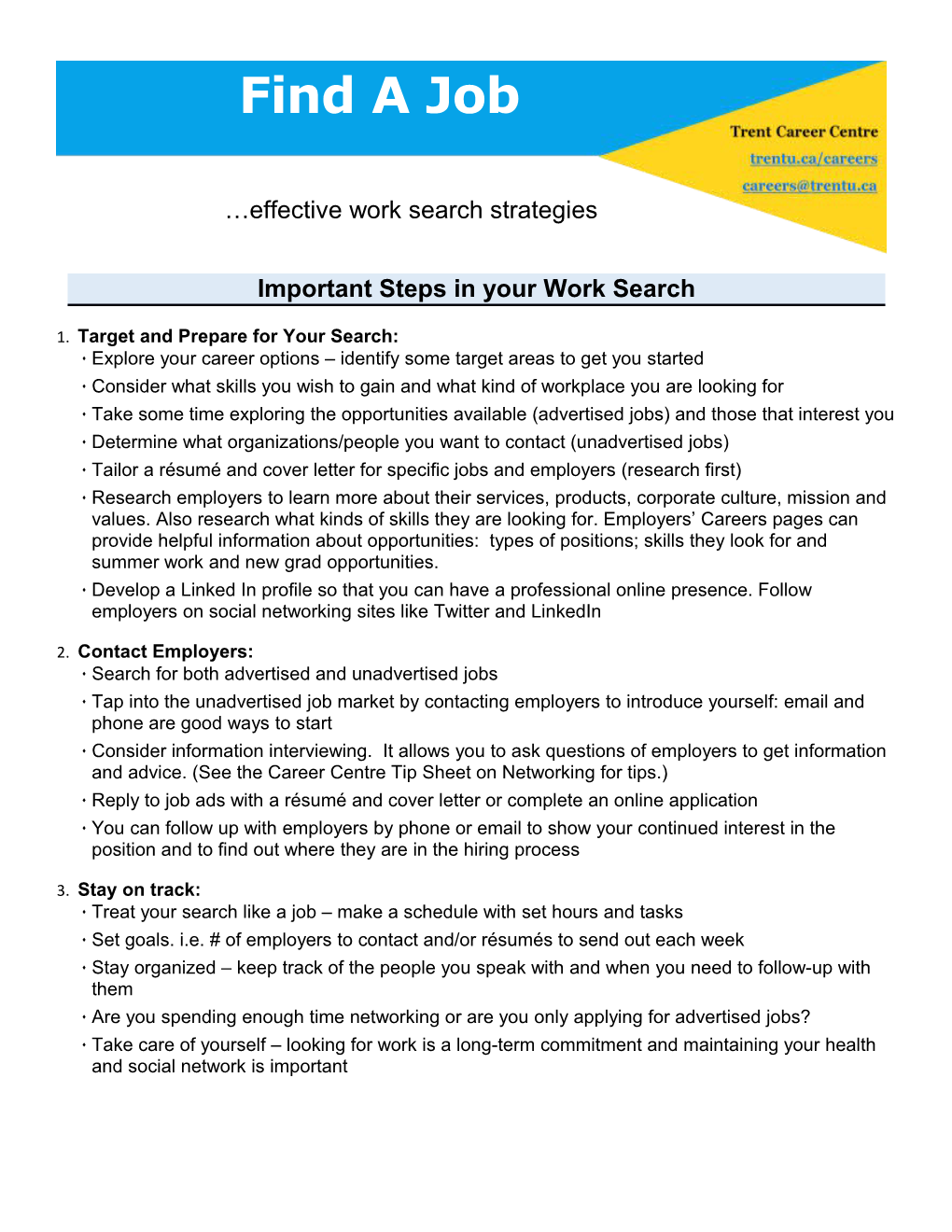 Important Steps in Your Work Search