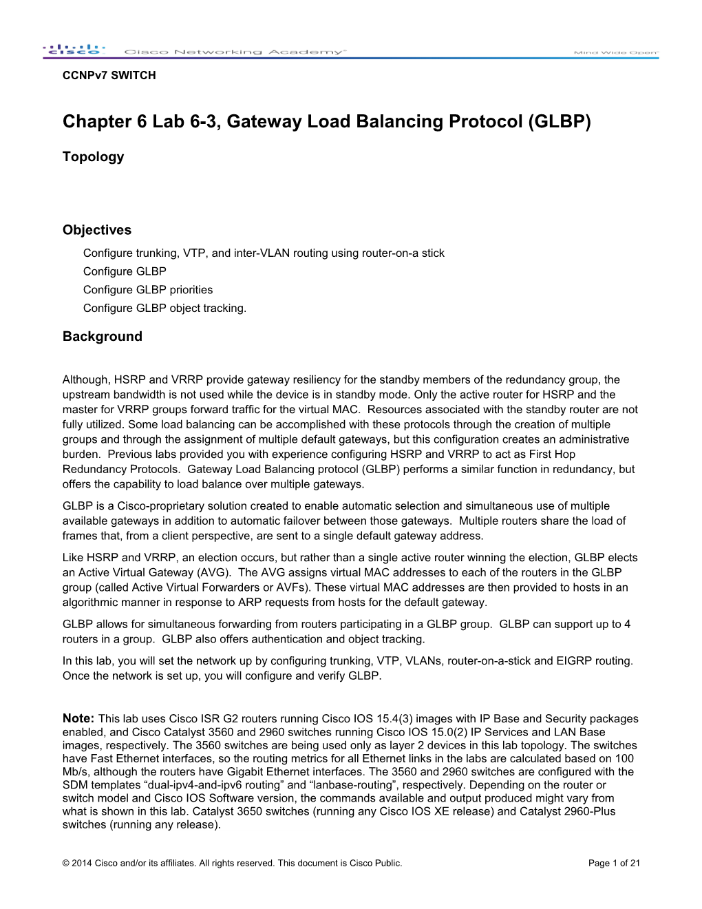 Ccnpv7 SWITCH Chapter 6 Lab 6-3, Configure GLBP