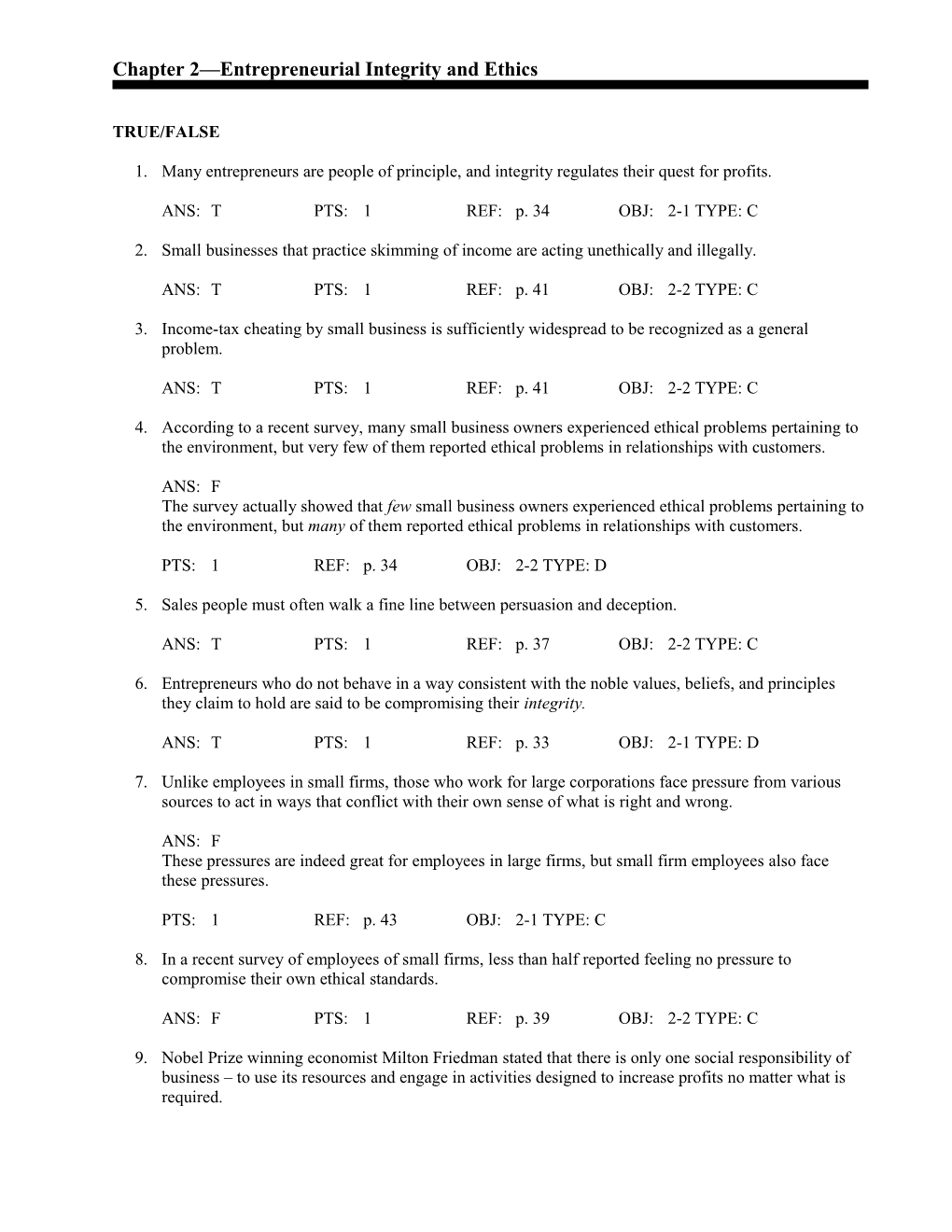 Chapter 2 Entrepreneurial Integrity and Ethics