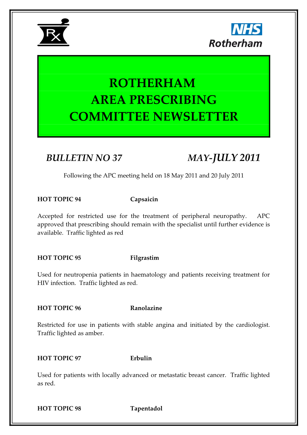 Area Prescribing Committee Newsletter