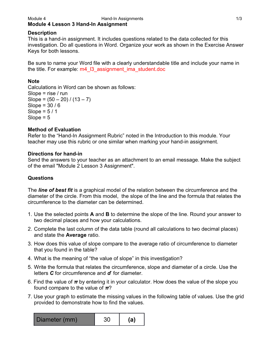 Module 4 Lesson 3 Hand-In Assignment