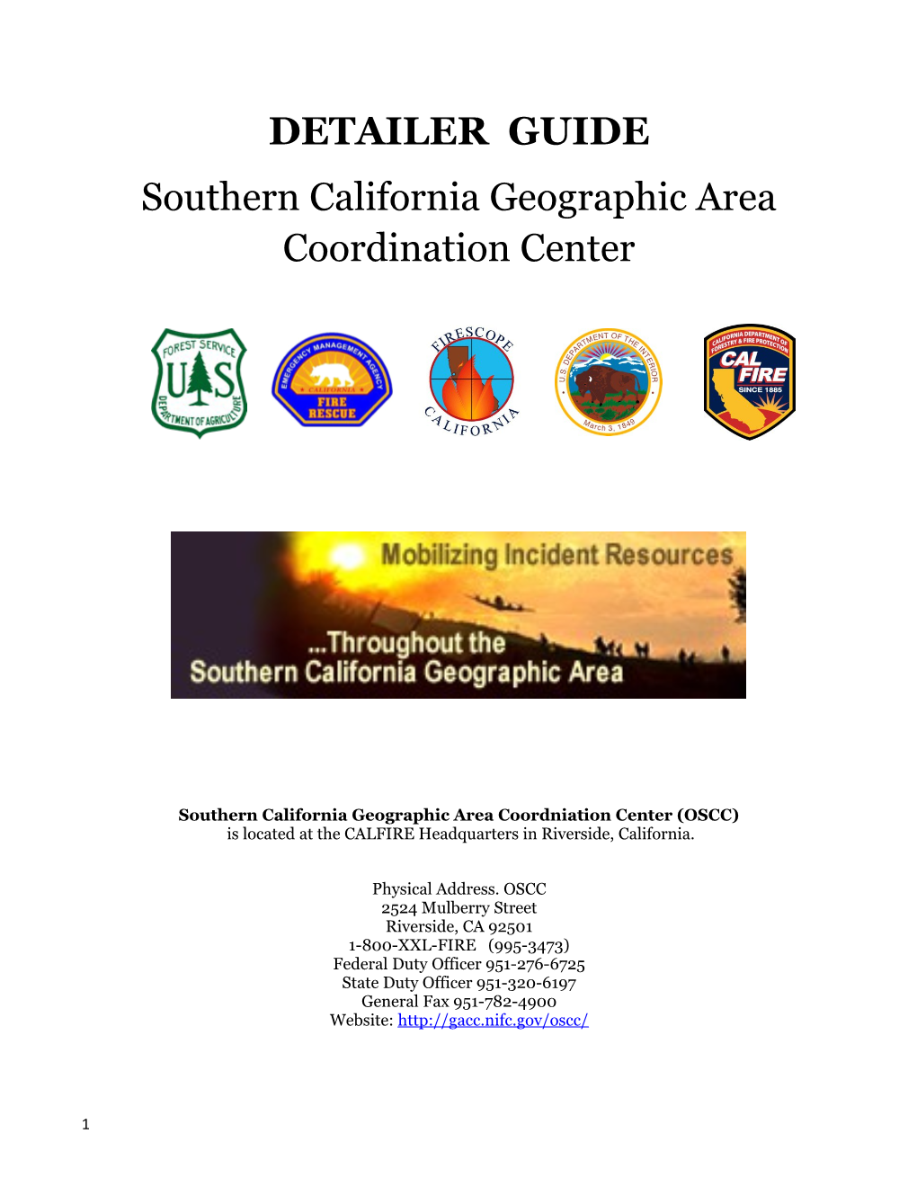Southern California Geographic Area Coordniation Center (OSCC)