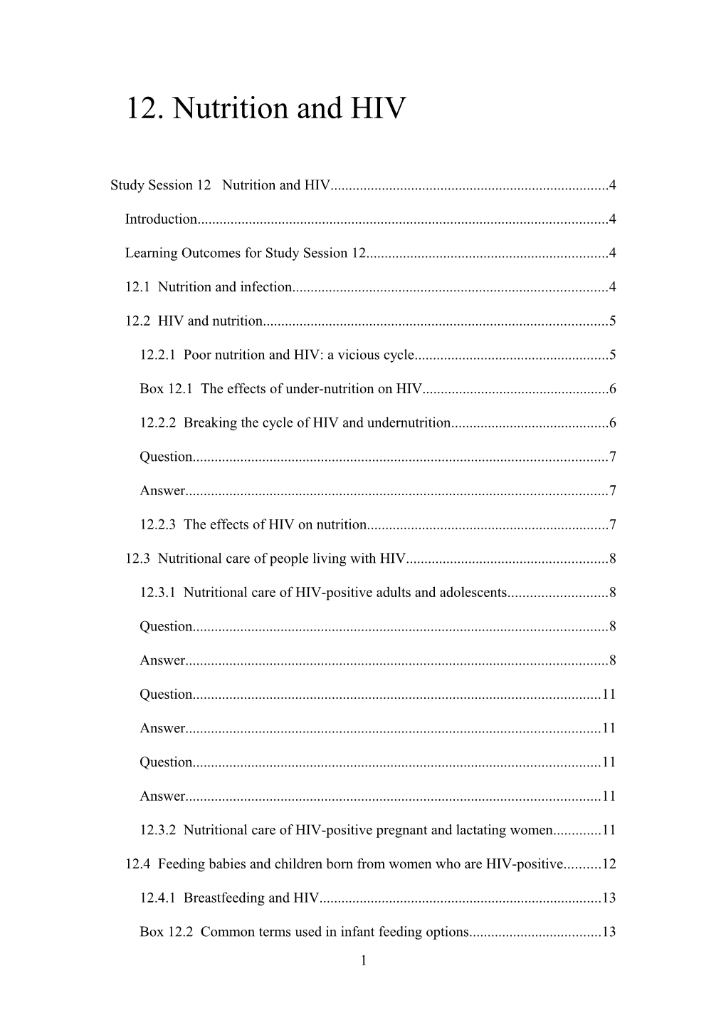 12. Nutrition and HIV