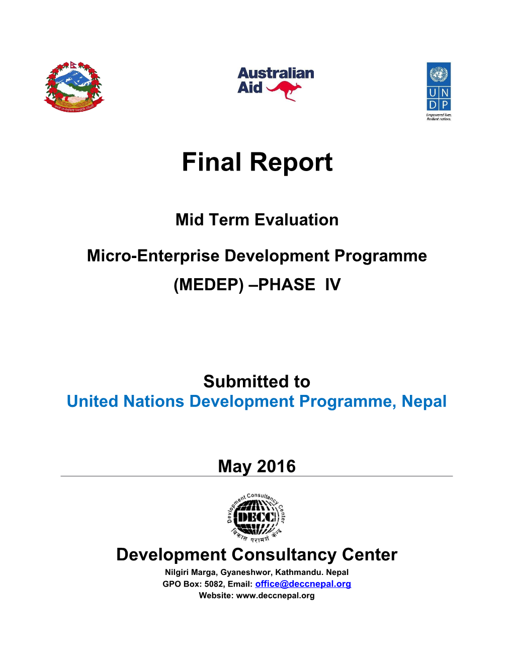 Micro-Enterprise Development Programme (MEDEP) PHASE IV