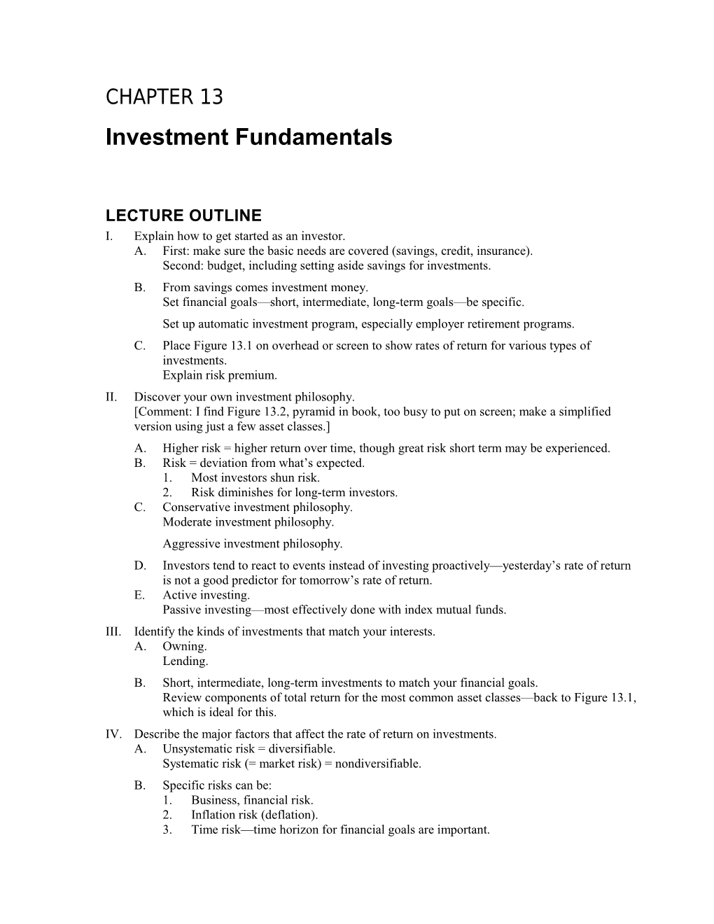 Investment Fundamentals