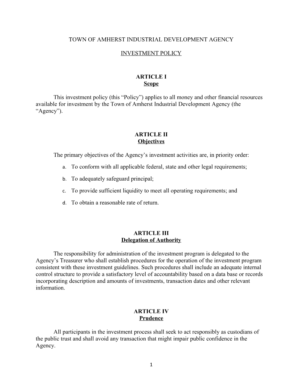 Town of Amherstindustrial Development Agency