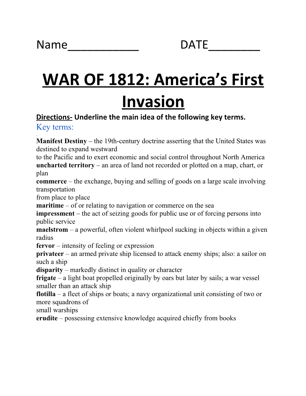 WAR of 1812: America S First Invasion