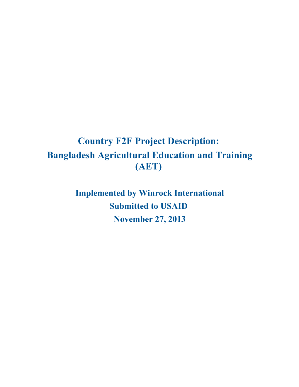 Bangladesh Agricultural Education and Training (AET)