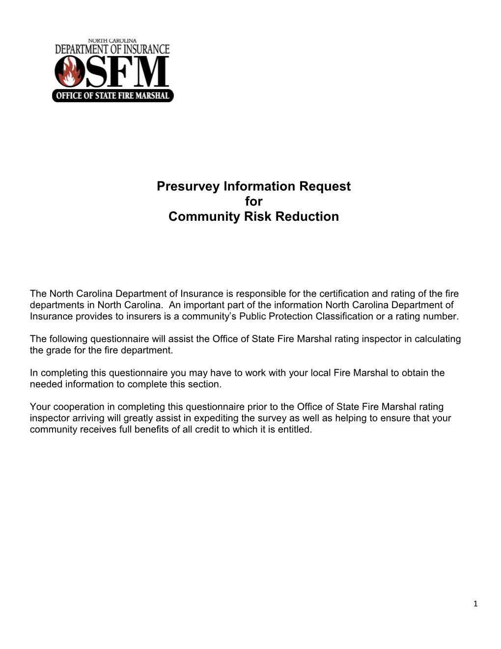 Presurvey Information Request