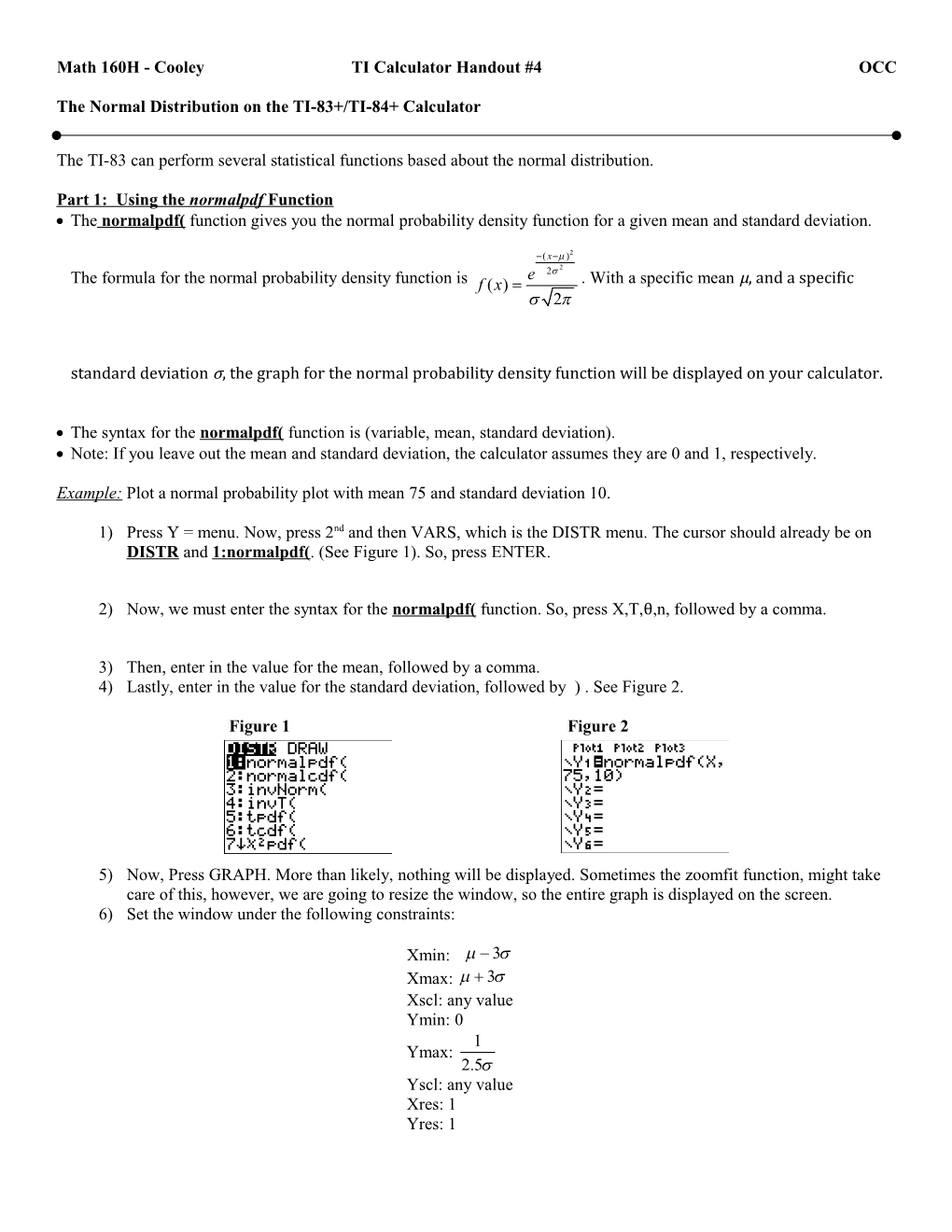 TI Calculator Handout #4