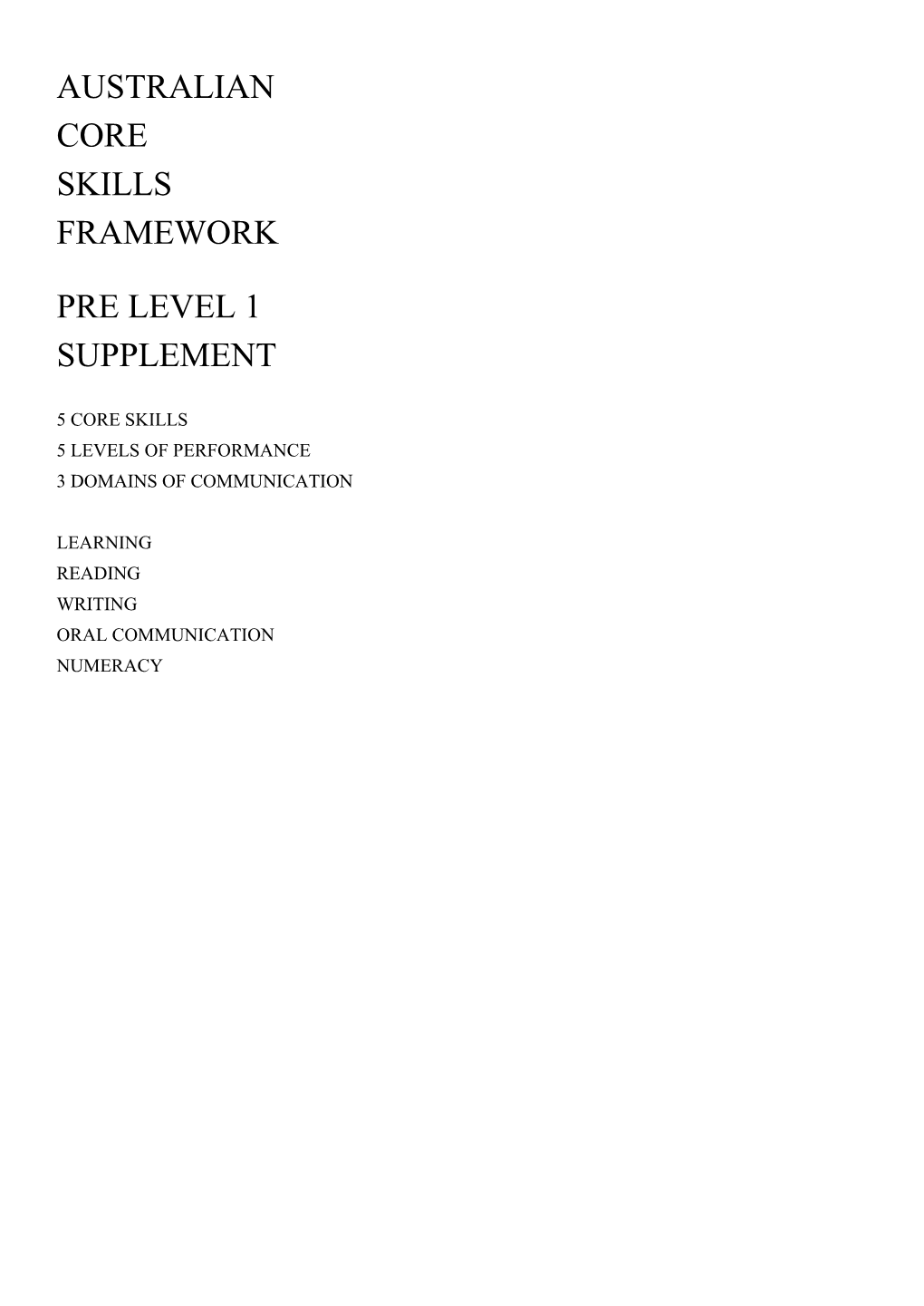 Australian Core Skills Framework