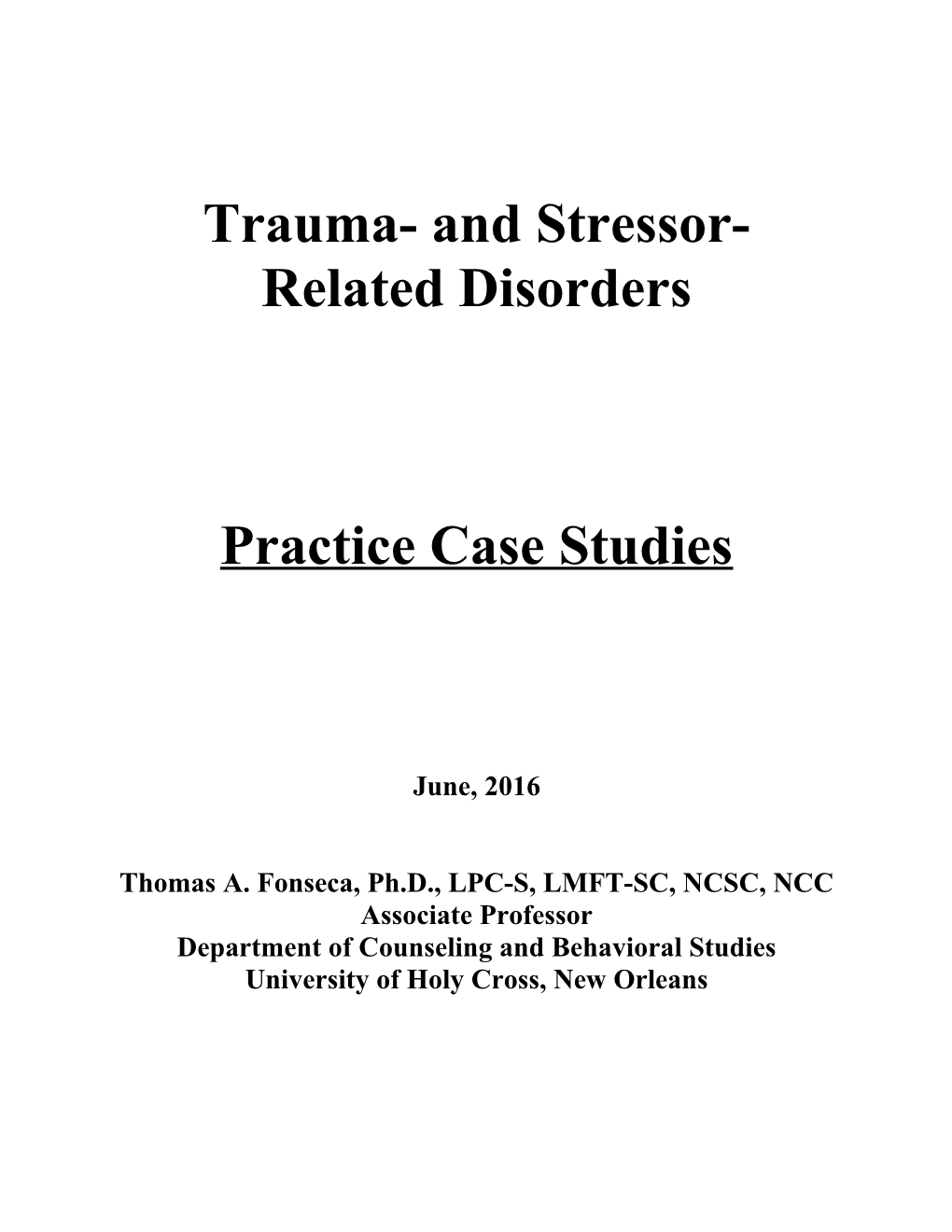 Trauma- and Stressor-Related Disorders