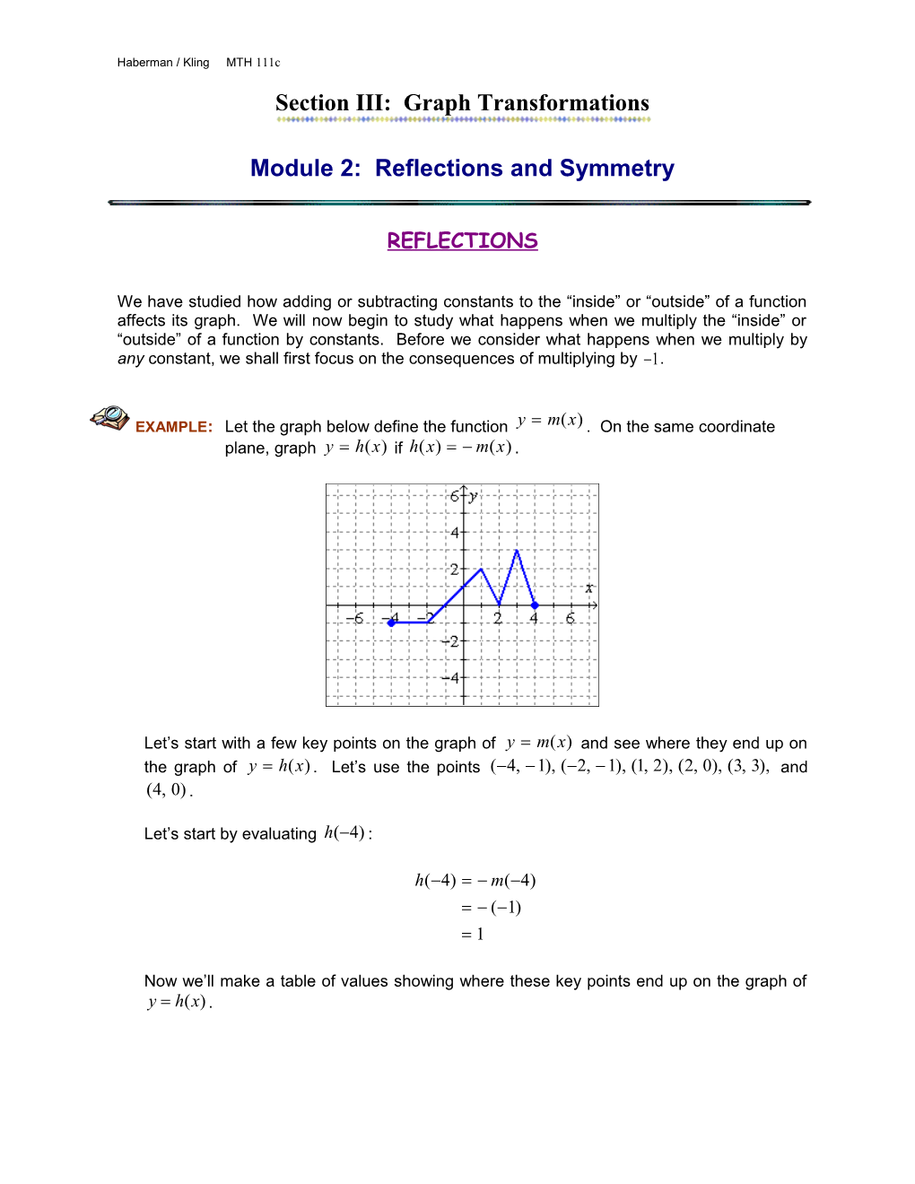 Module 2: Reflections and Symmetry