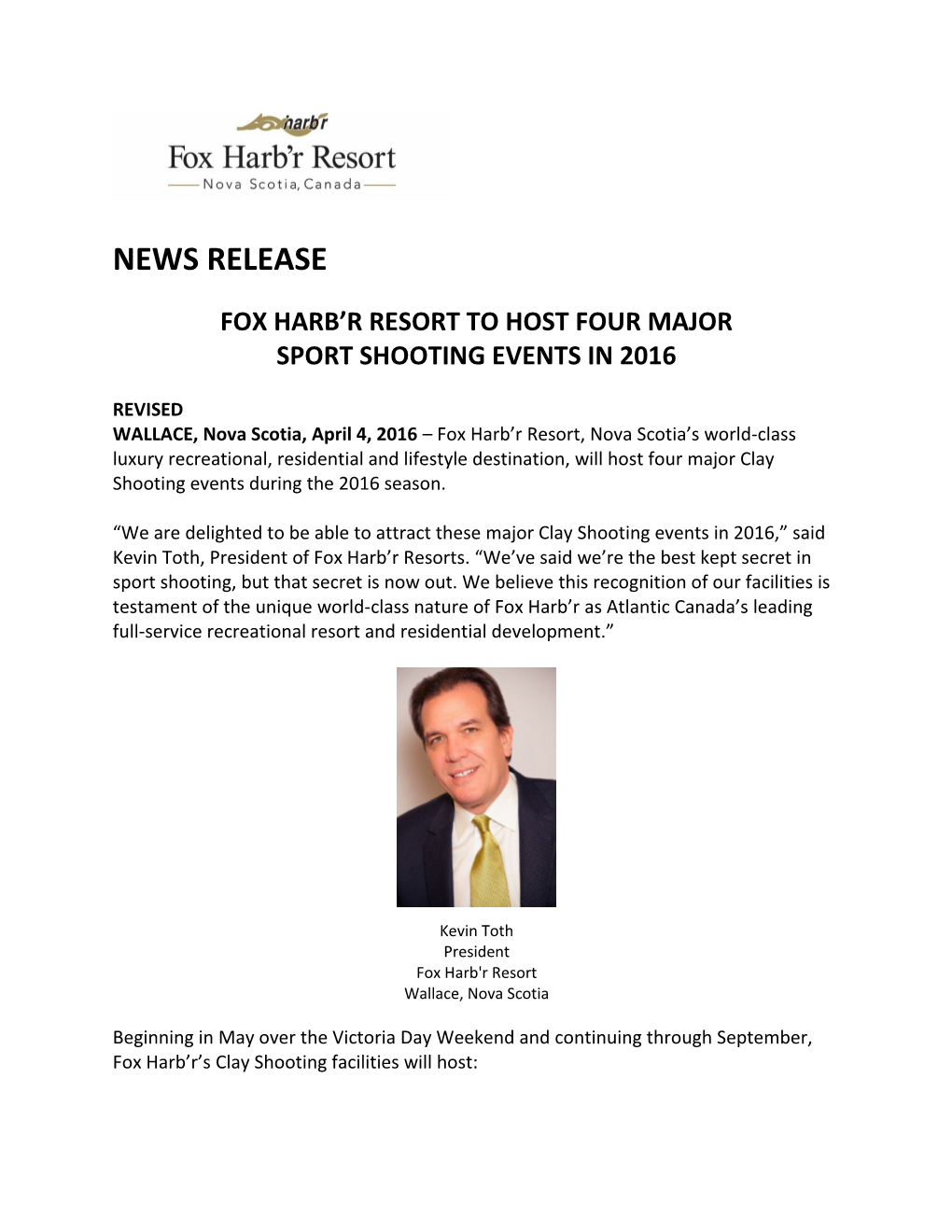 Fox Harb R Resort to Host Four Major