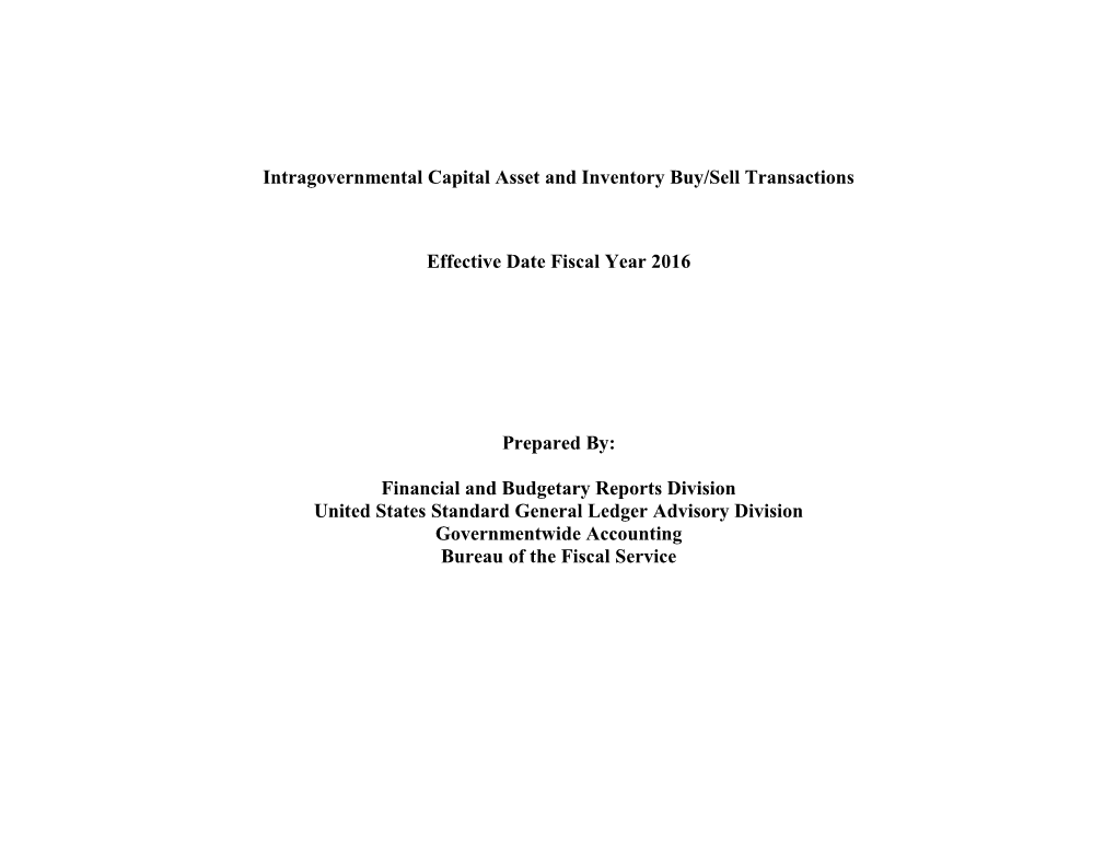 Intragovernmental Capital Asset and Inventory Buy/Sell Transactions