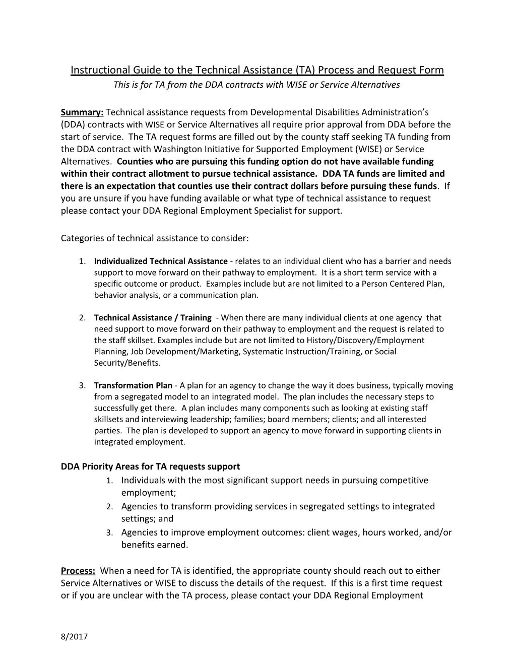 Instructionalguideto Thetechnical Assistance (TA) Process and Requestform