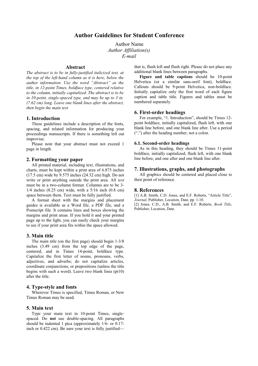 Author Guidelines for 210X297-Mm (A4) Proceedings Manuscripts