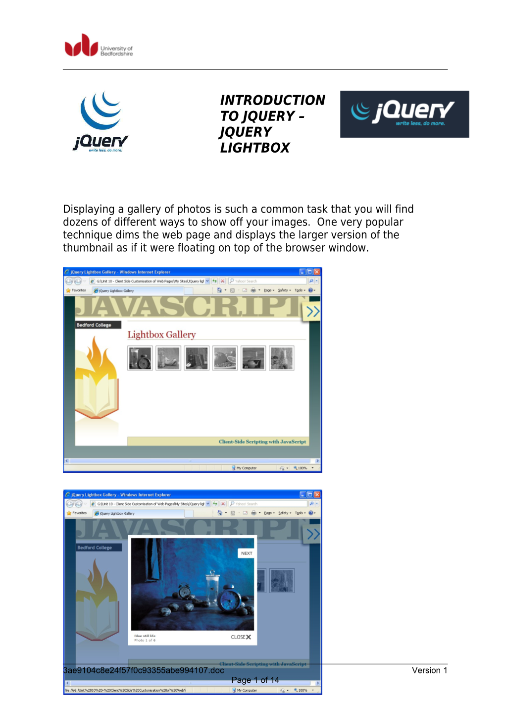 Introduction to Jquery Jquery Lightbox