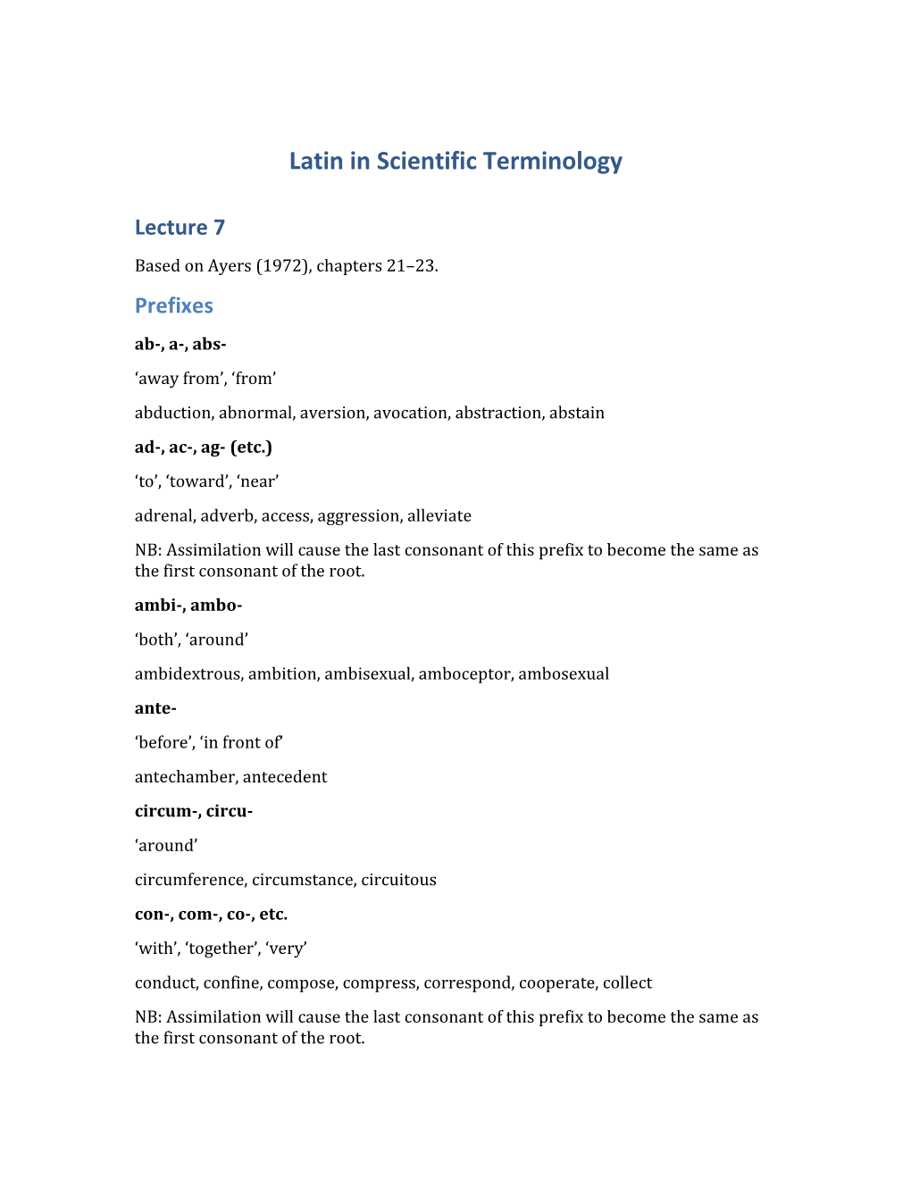 Latin in Scientific Terminology