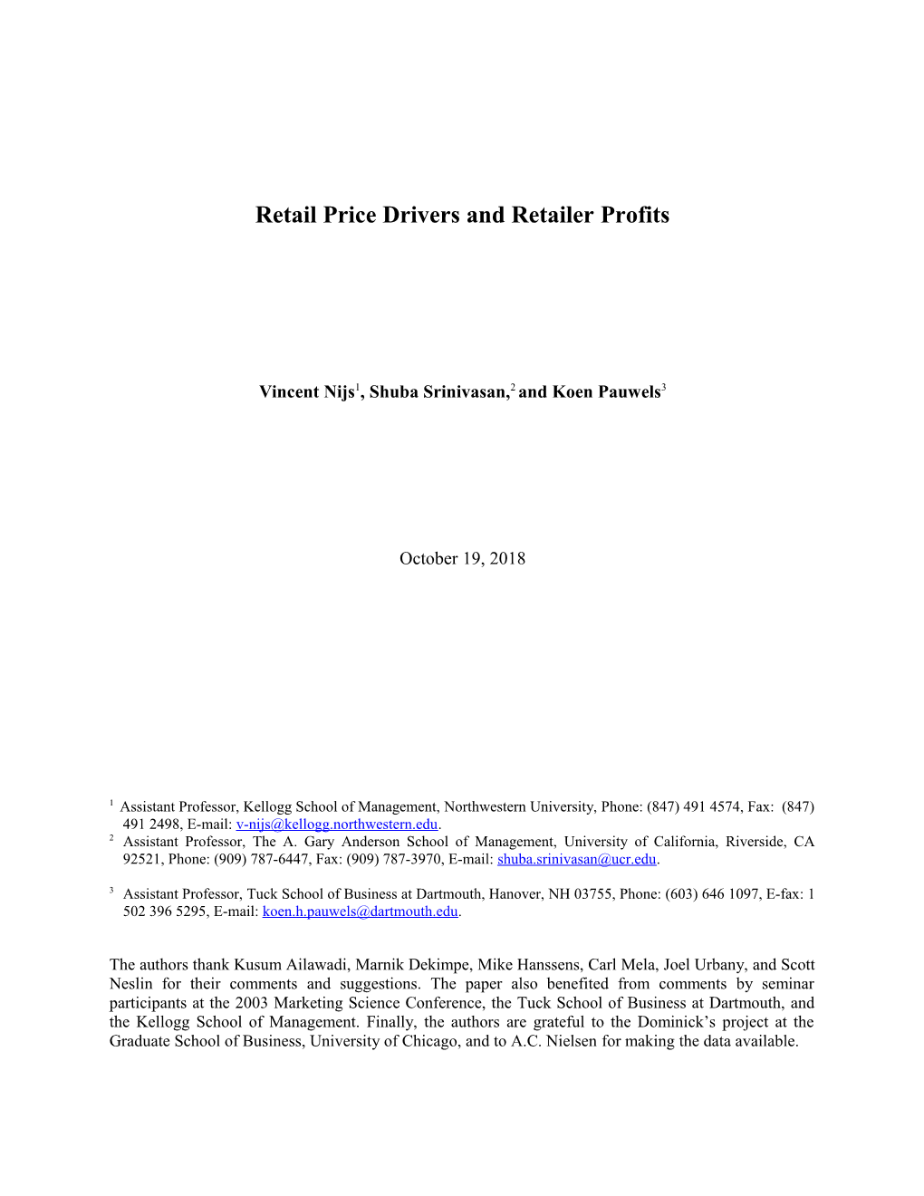 What Explains Retail Price Variance Over Time