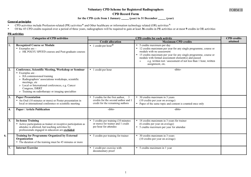 For the CPD Cycle from 1 January (Year) to 31 December (Year)