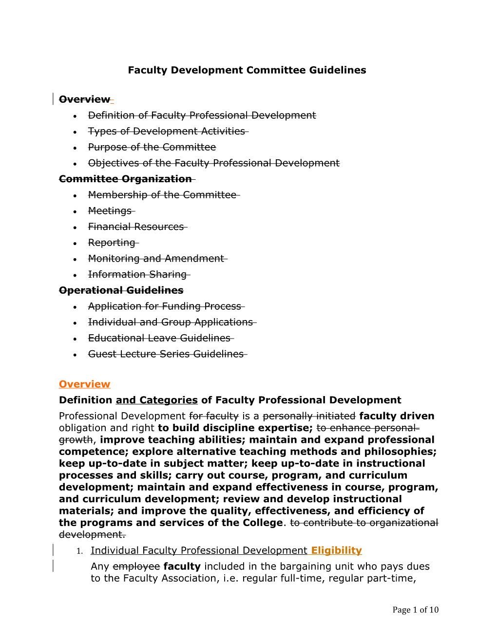 Faculty Development Committee Guidelines