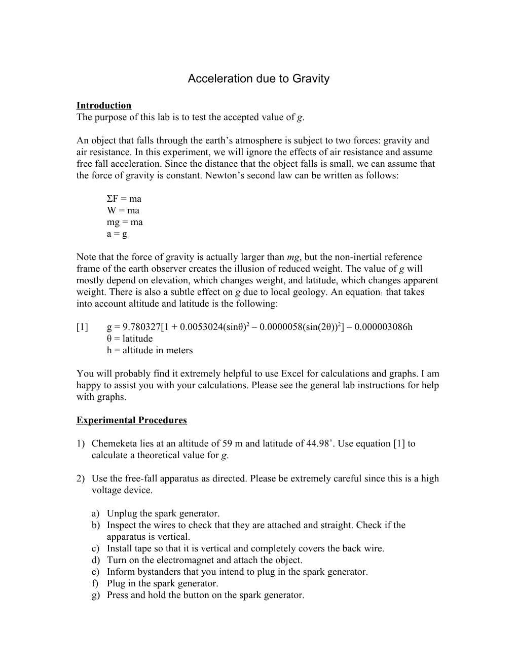 General Physics Measurement and Error Fall