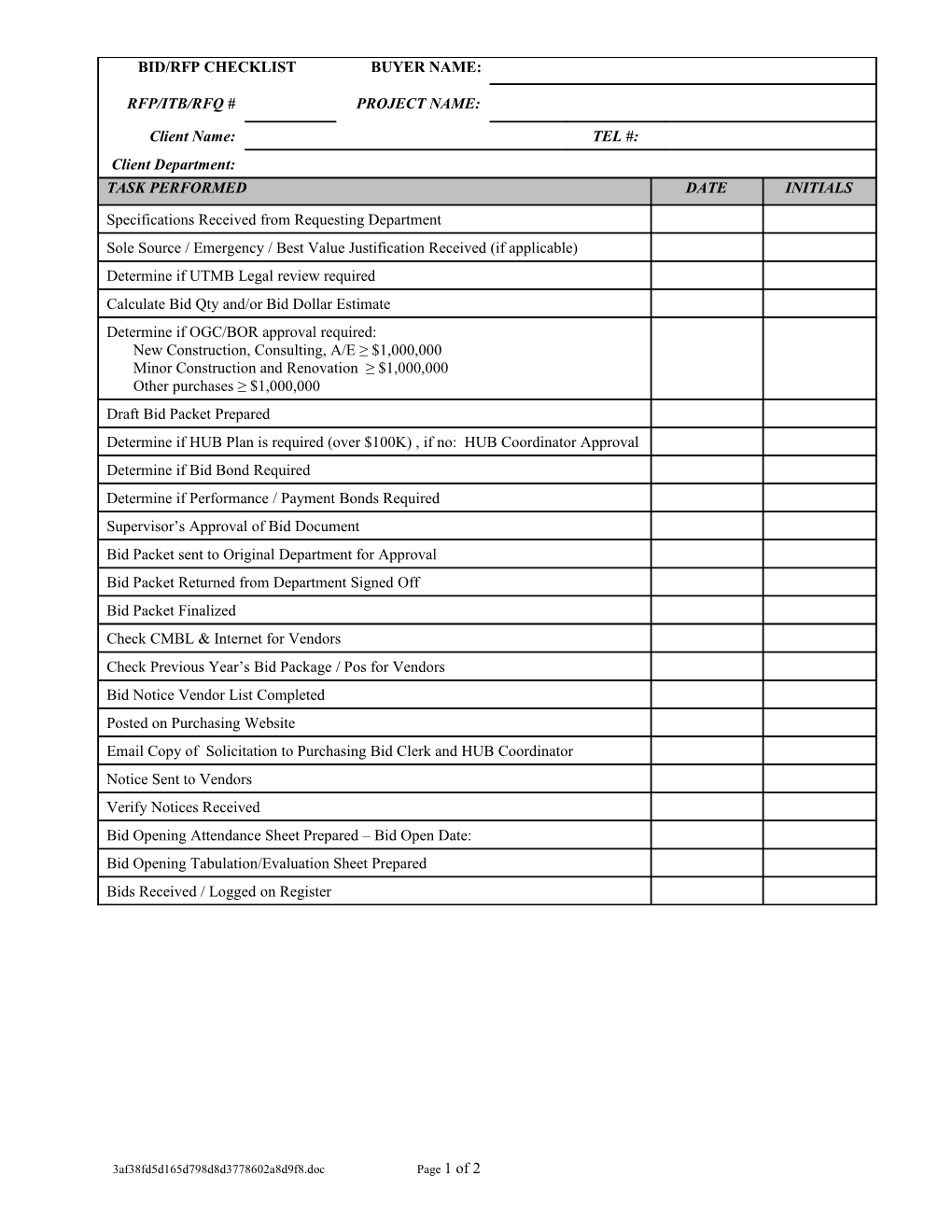 Bid Check List 111209Page 1 of 2