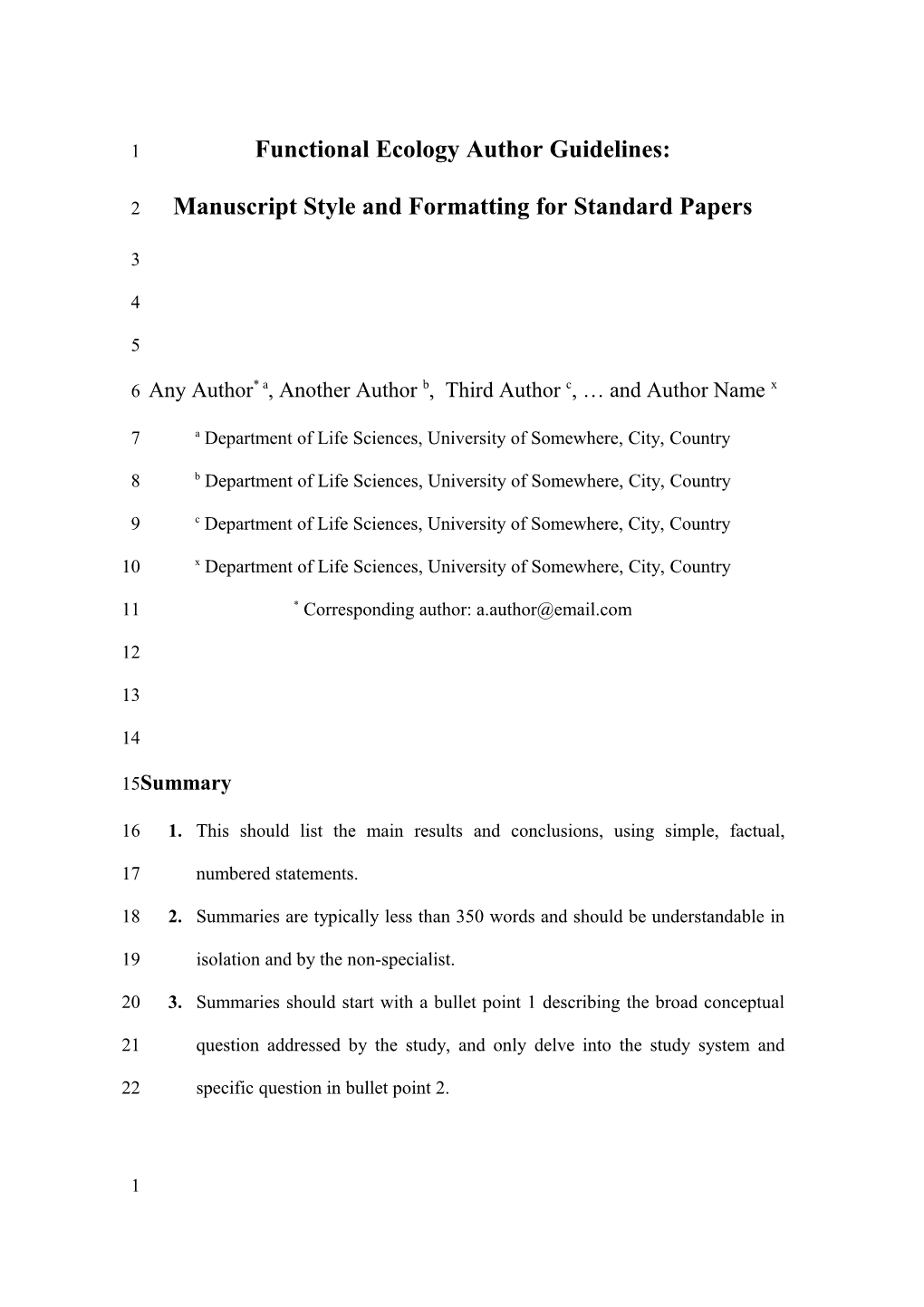 Functional Ecology Author Guidelines