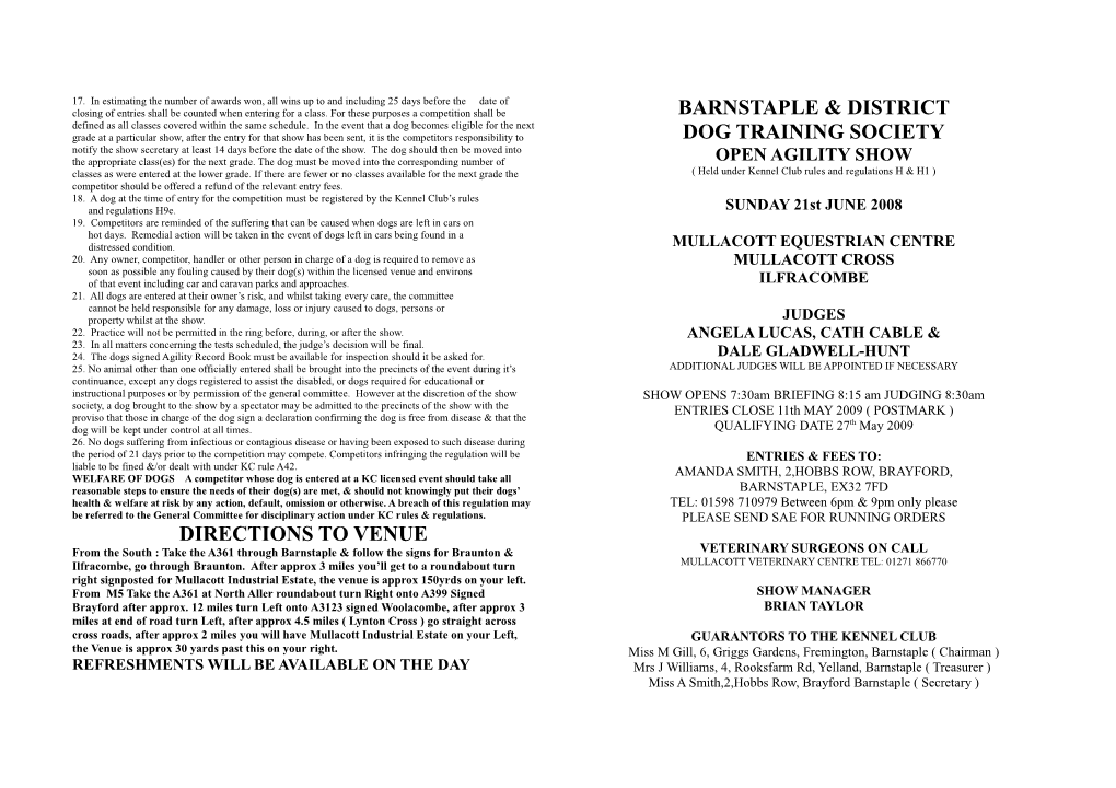 18. a Dog at the Time of Entry for the Competition Must Be Registered by the Kennel Club S Rules