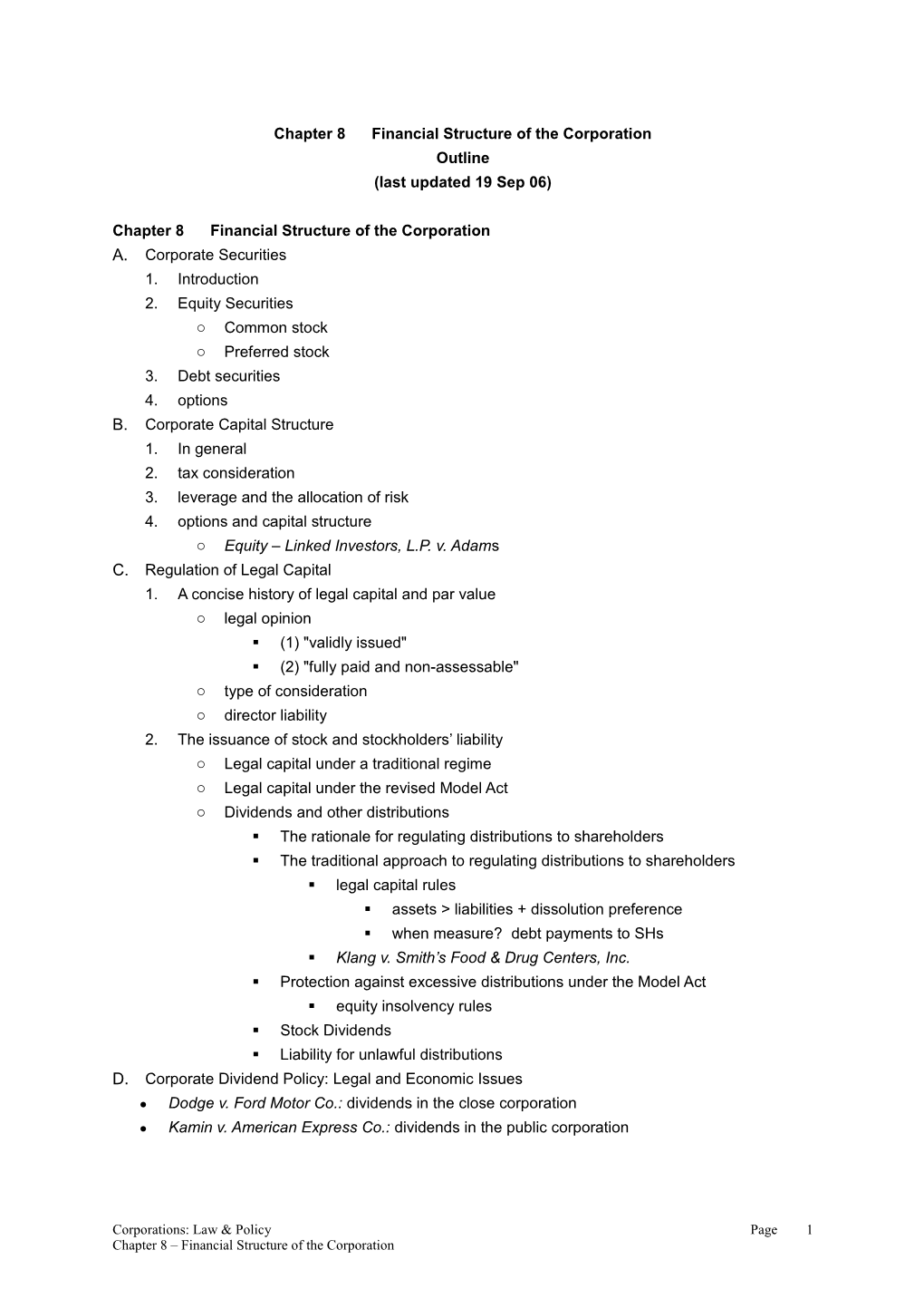 Chapter 8Financial Structure of the Corporation