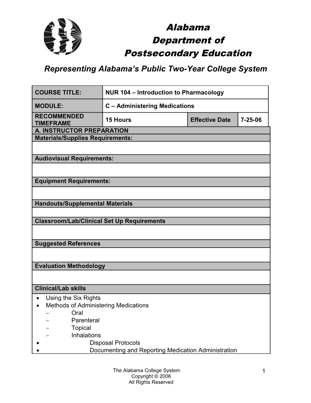 NUR 104 - Introduction to Pharmacology