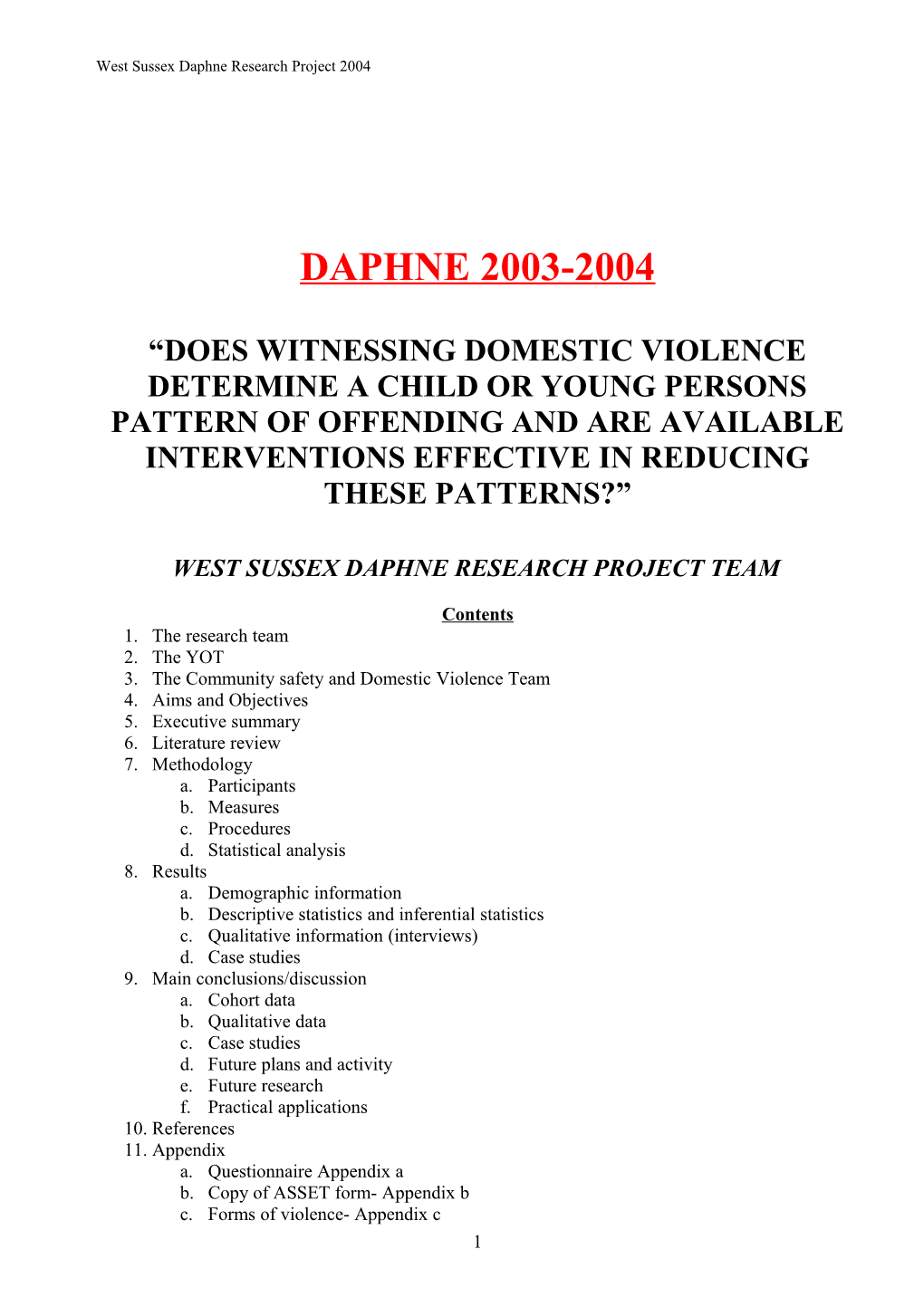 Draft Report- DAPHNE 2003-2004