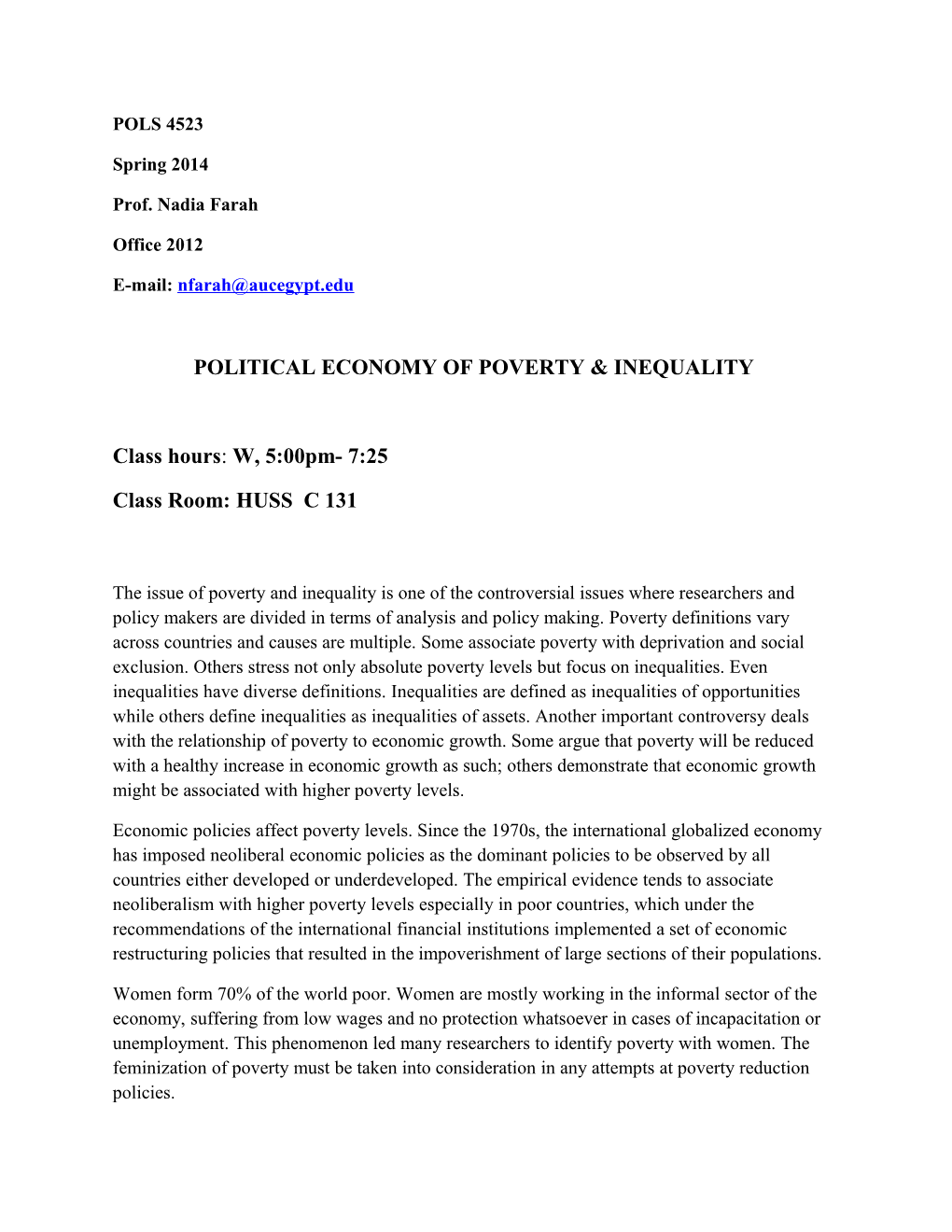 Political Economy of Poverty Inequality