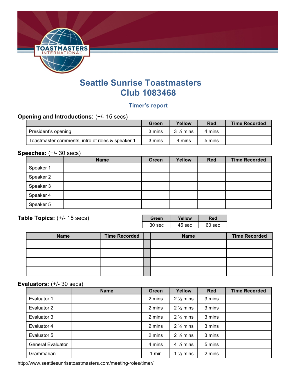 Seattle Sunrise Toastmasters