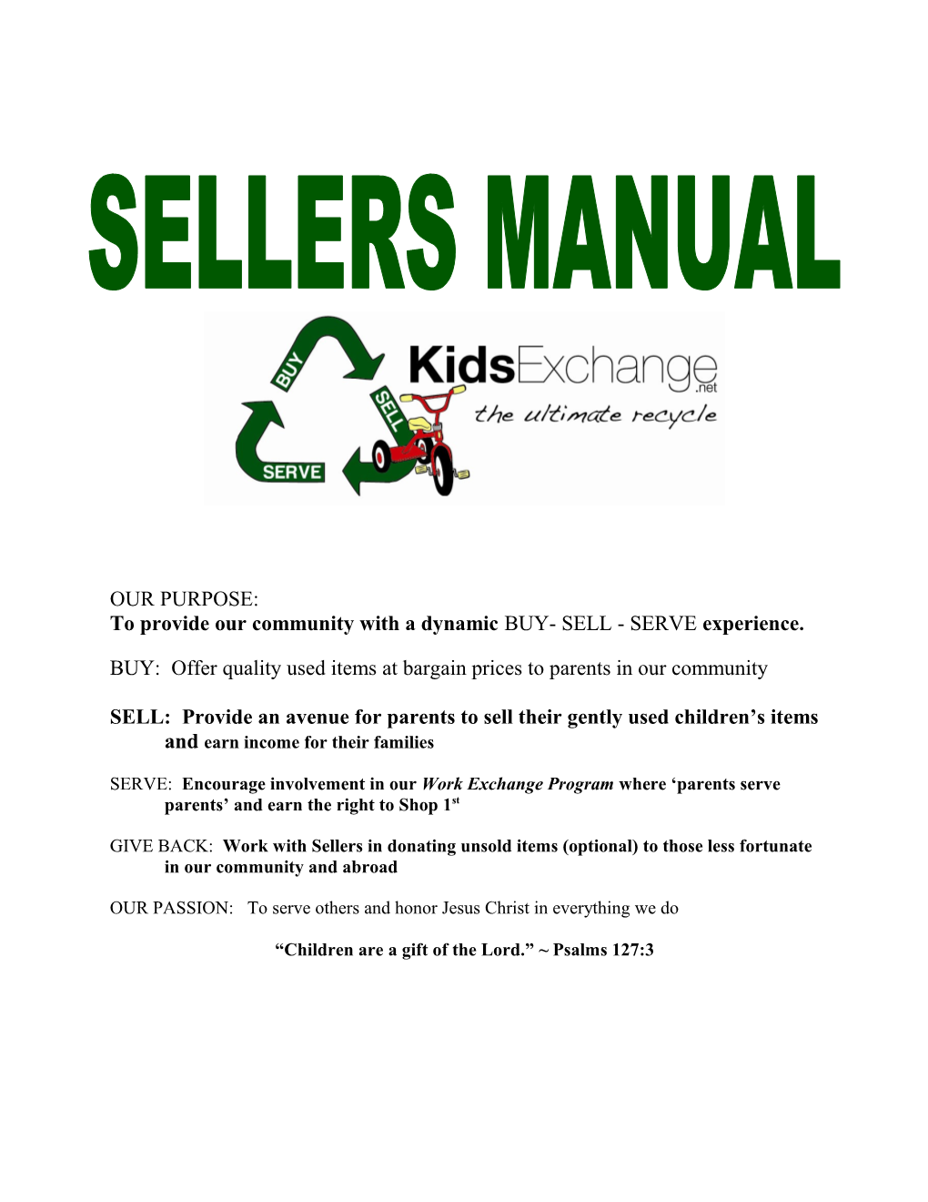 Kids Exchange Selling Manual