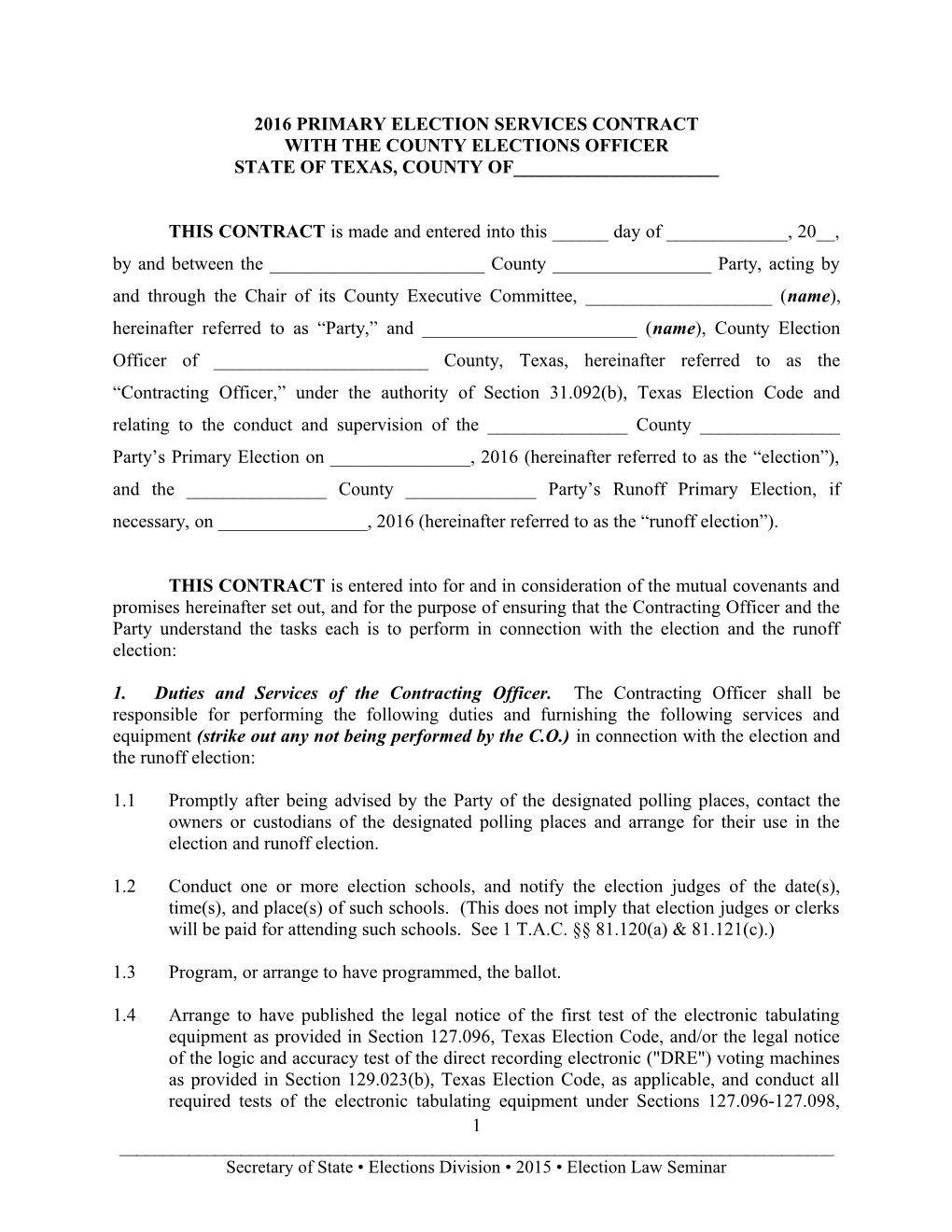 2010 Primary Election Services Contract