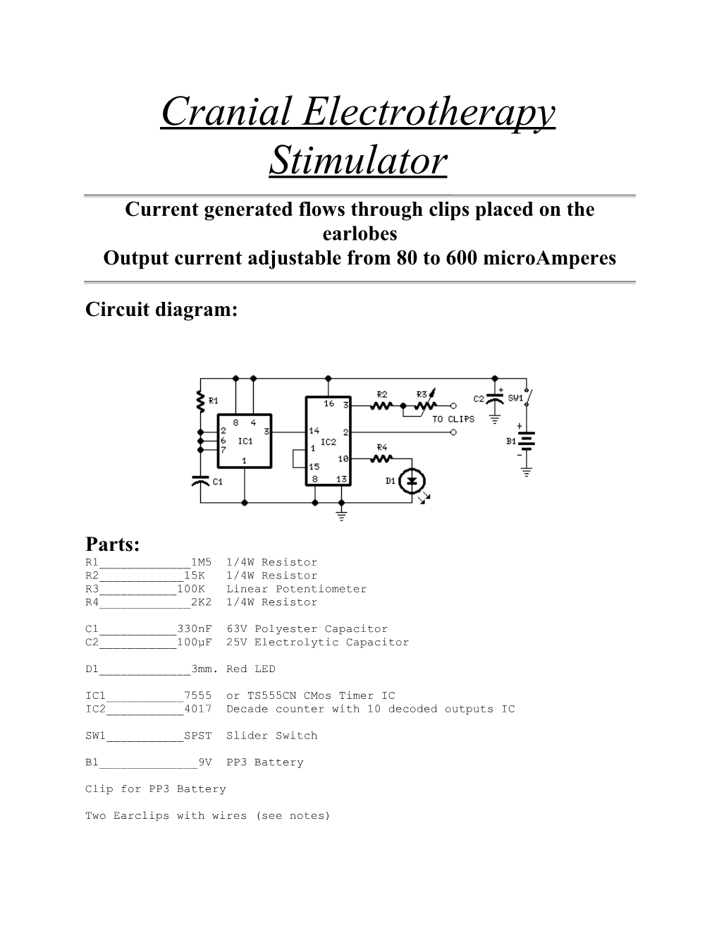 Cranial Electrotherapy Stimulator