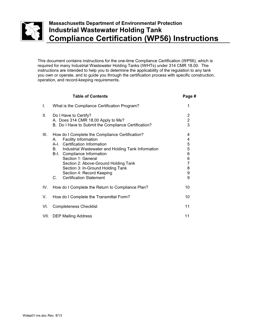 Compliance Certification (WP56) Instructions