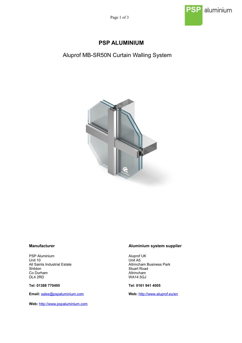 Aluprof MB-SR50N Curtain Walling System