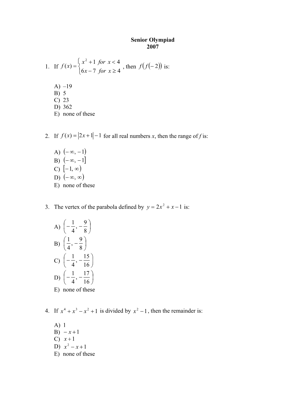 Senior Olympiad