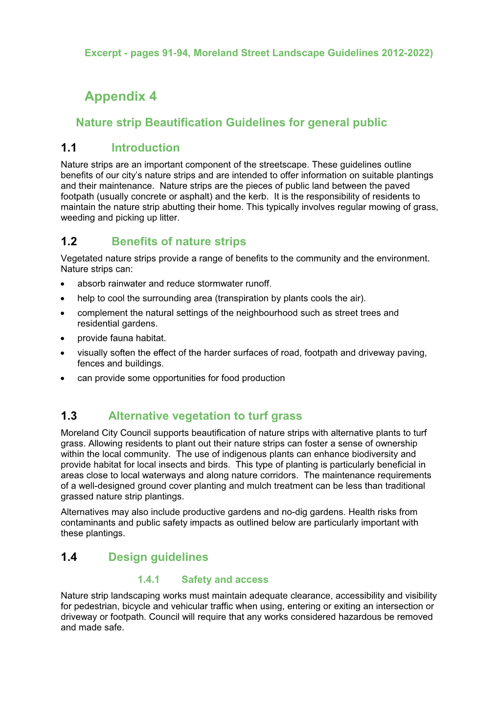 Nature Strip Beautification Guidelines for General Public