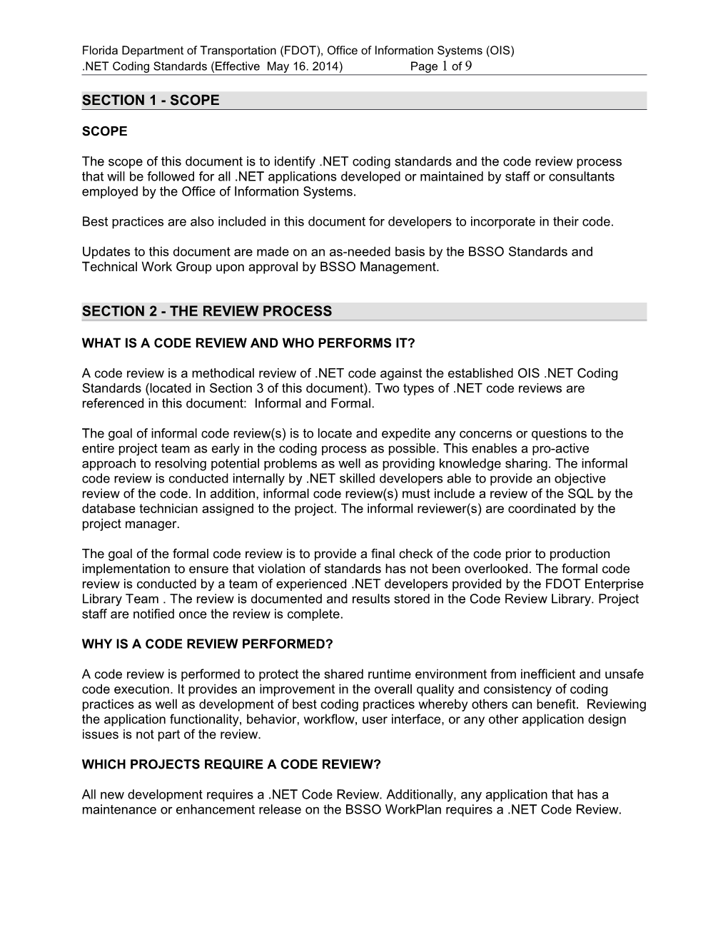 NET Code Review Standards