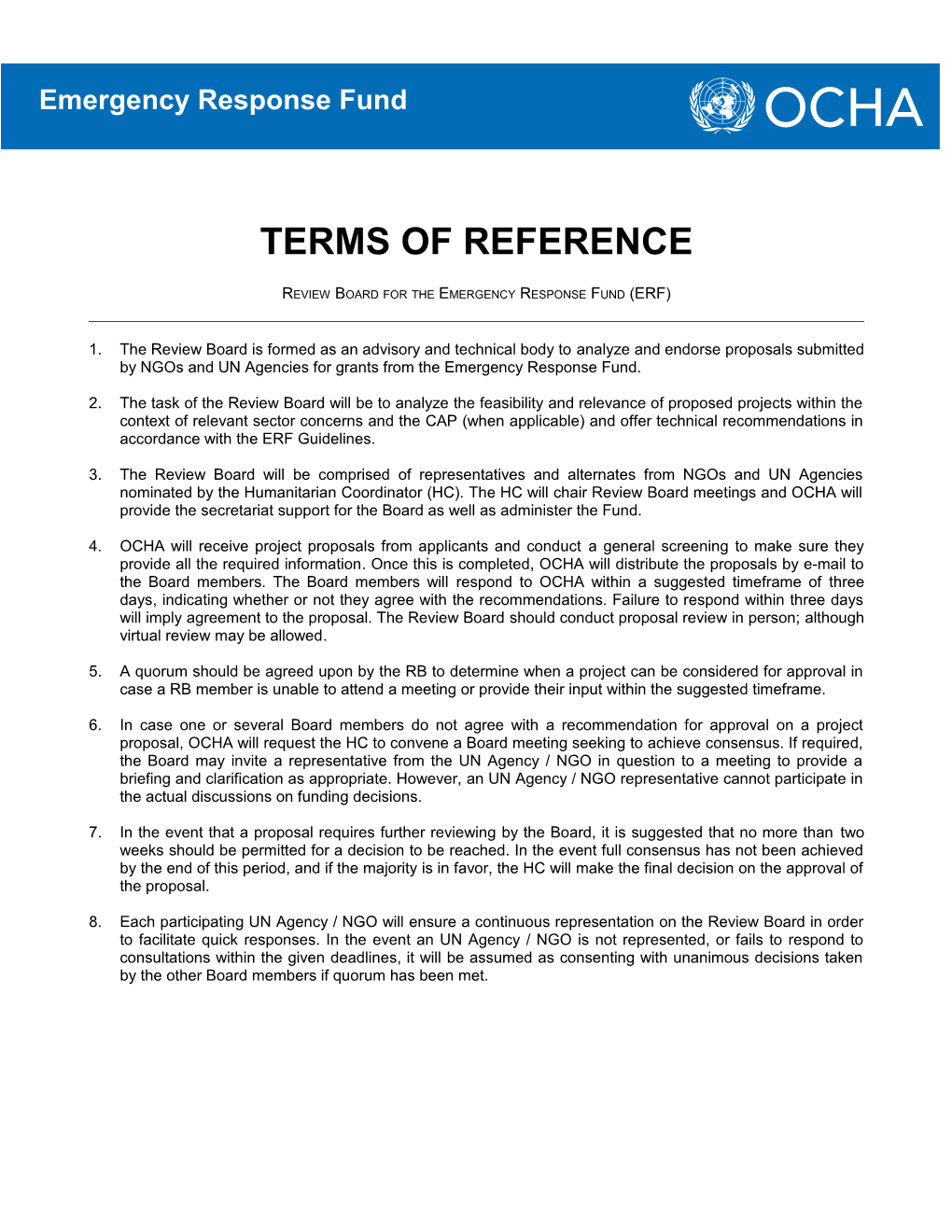 Annex V. Tor for Review Board Template (For Short Version)