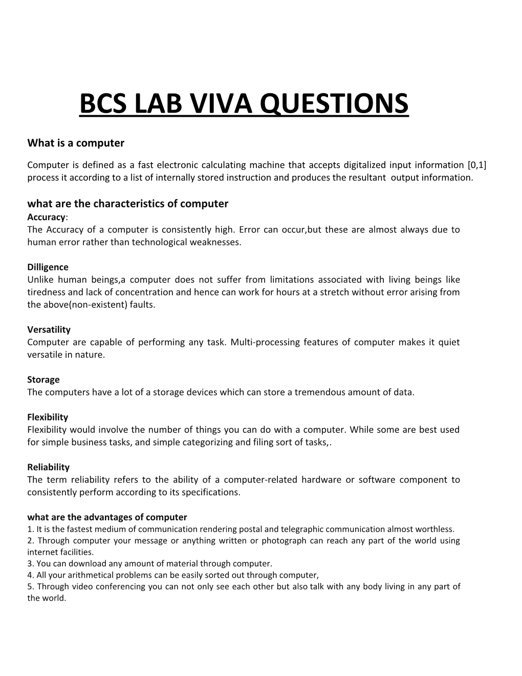 Bcs Lab Viva Questions