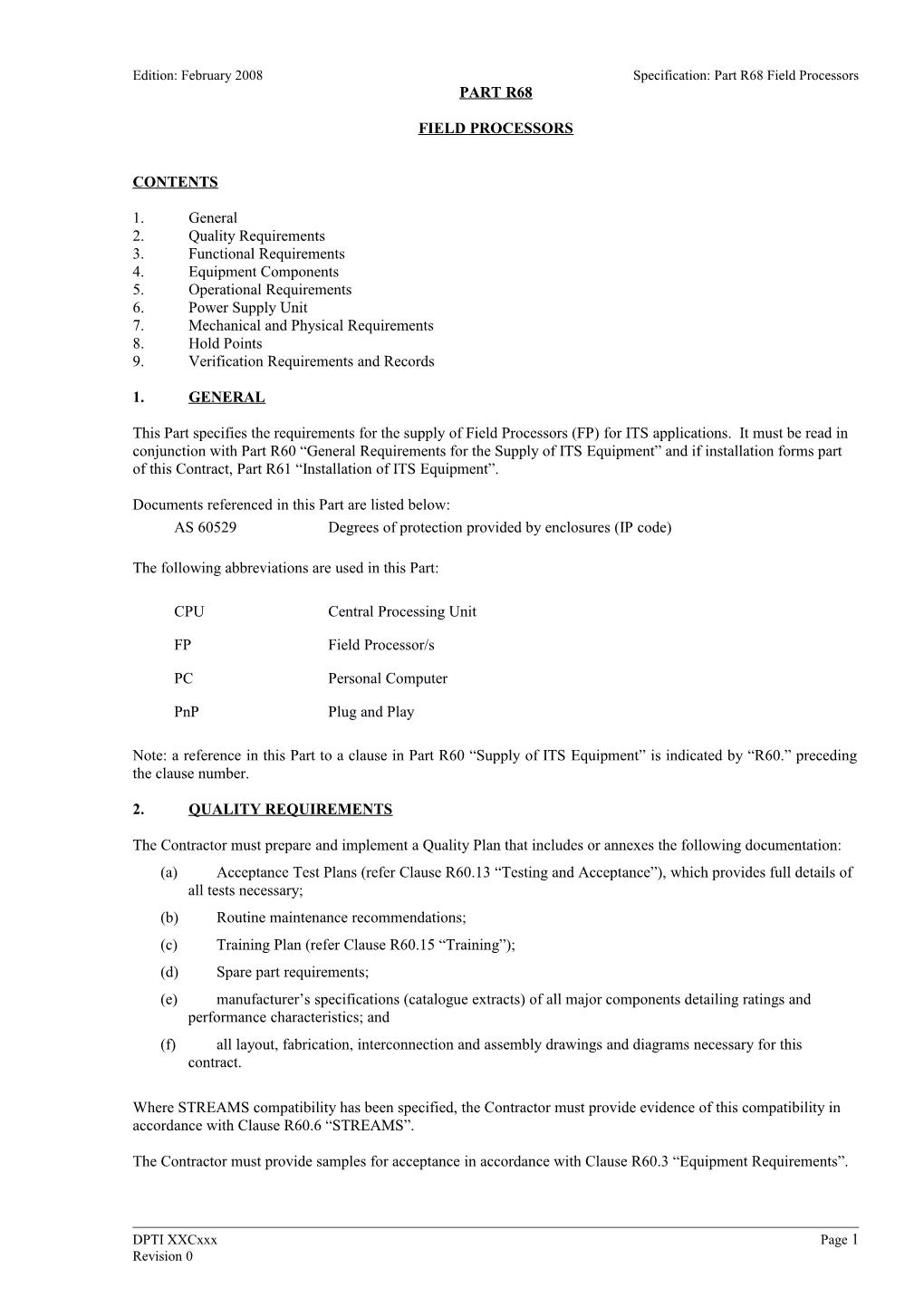 Edition: February 2008Specification: Part R68field Processors