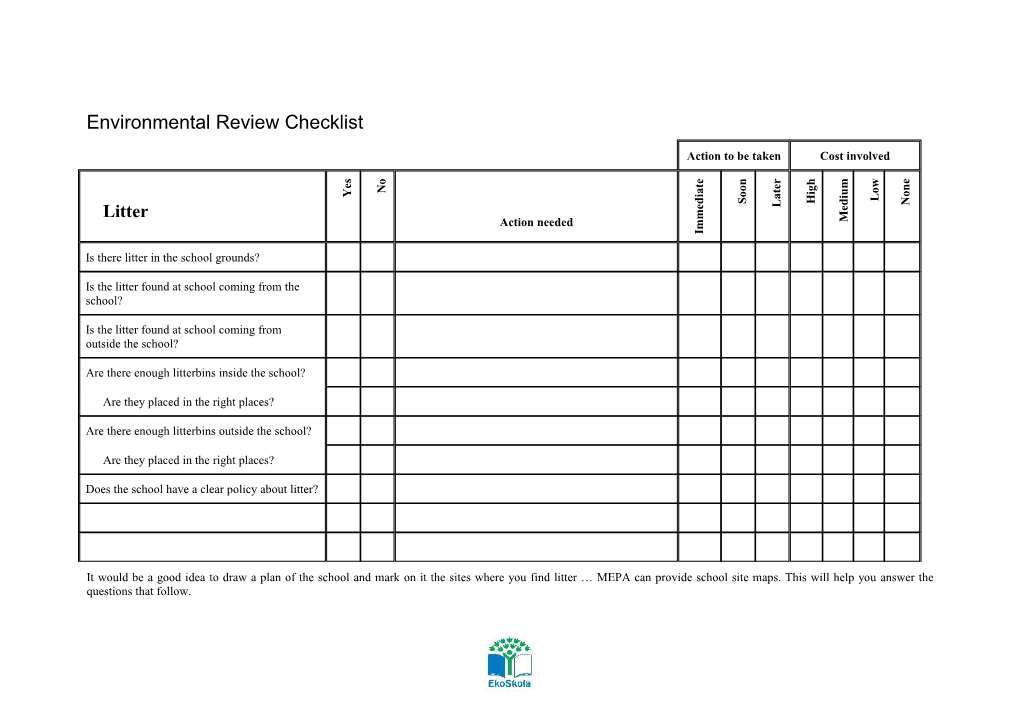 Environmental Review Checklist