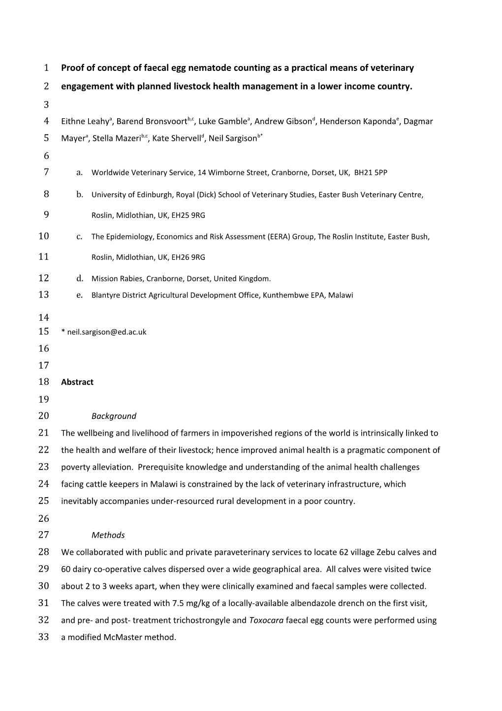 Proof of Concept of Faecal Egg Nematode Counting As a Practical Means of Veterinary Engagement